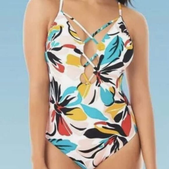 Slimming control lace up one piece - Picture 1 of 3